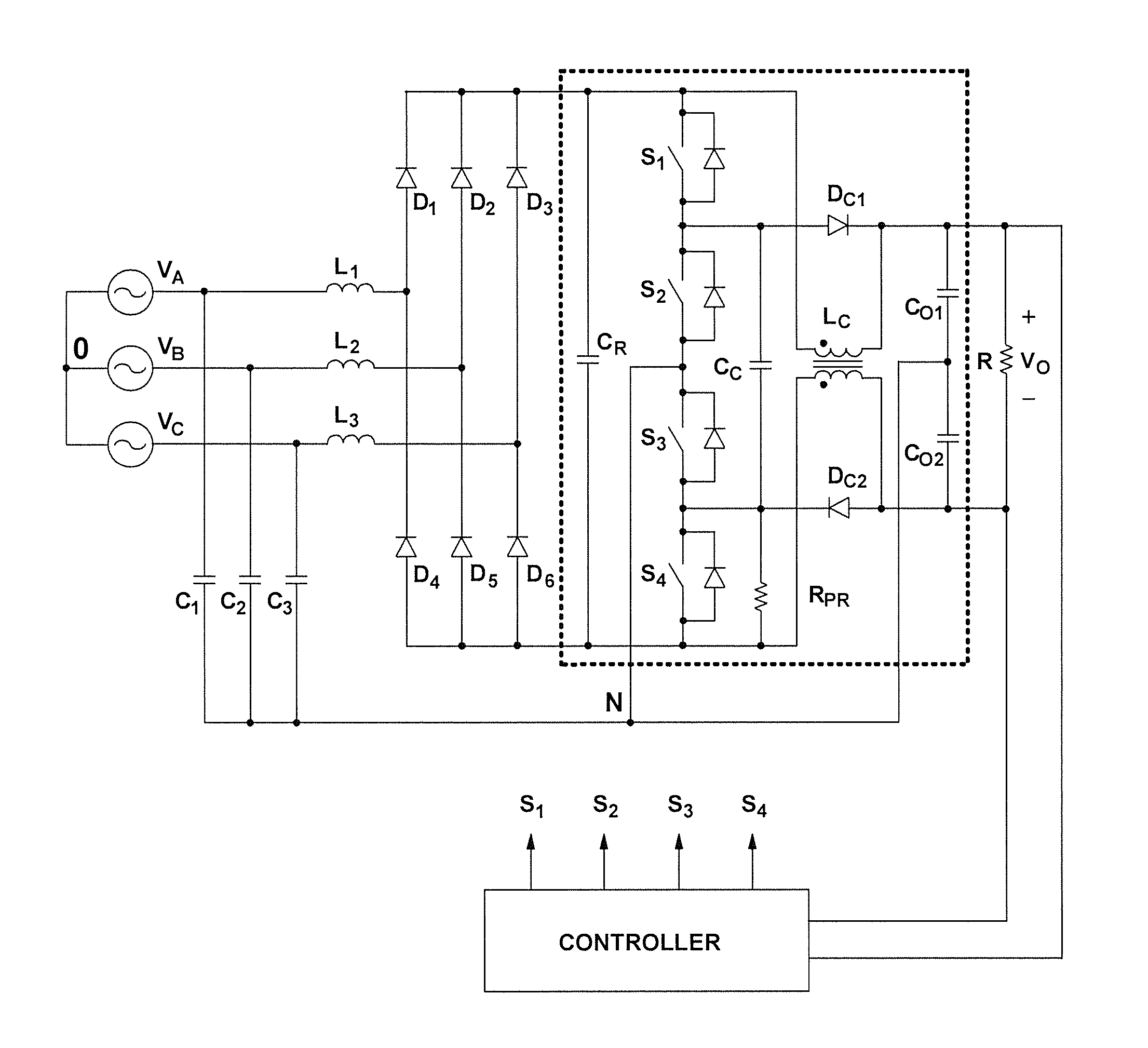 Three-phase three-level soft-switched pfc rectifiers