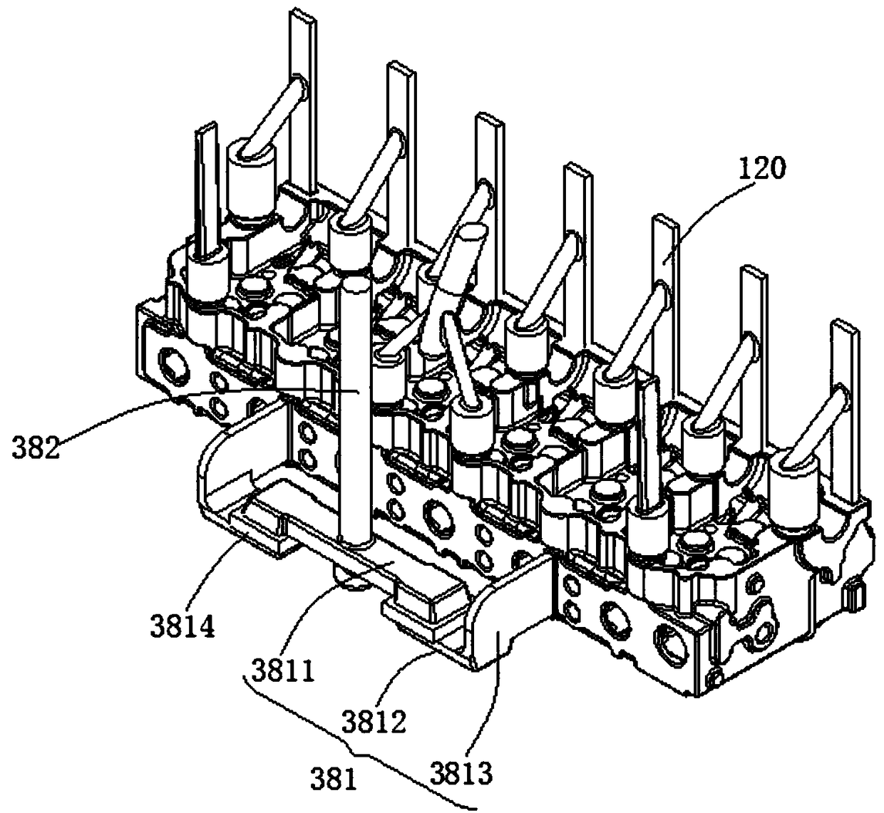 Sand mould structure of one-piece cylinder cover