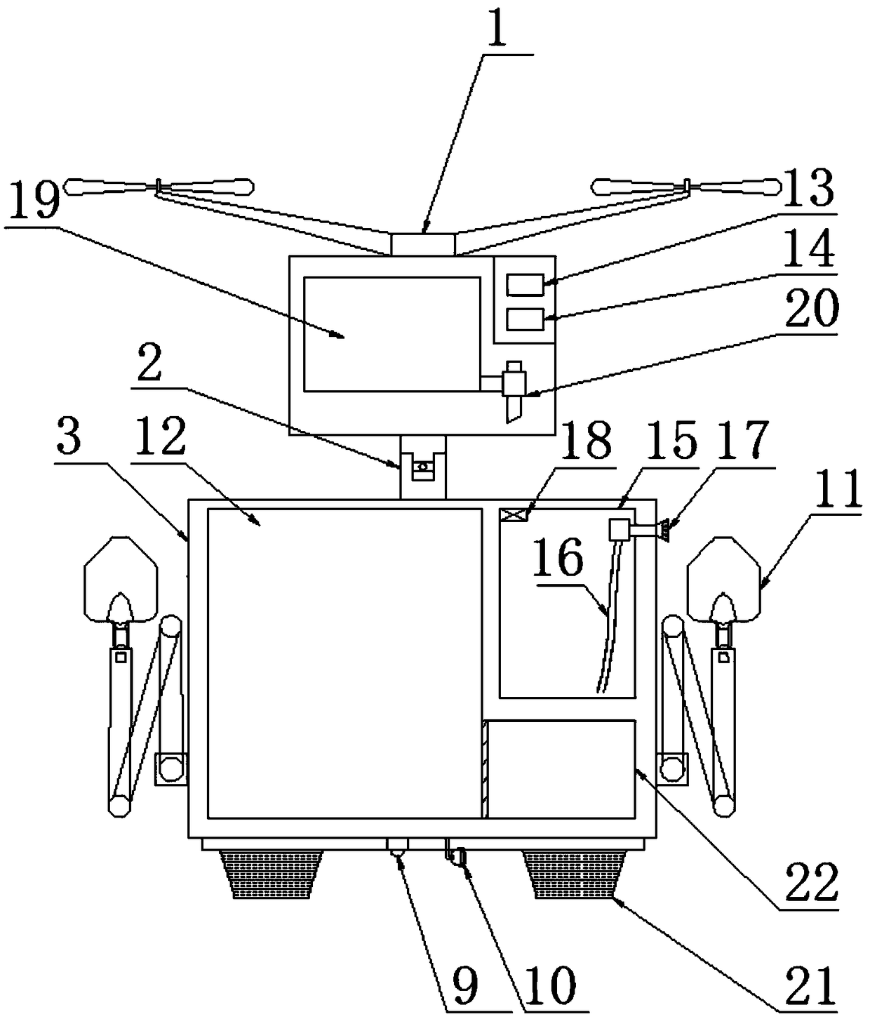 Underground crop excavating device for agricultural receiving and working method thereof