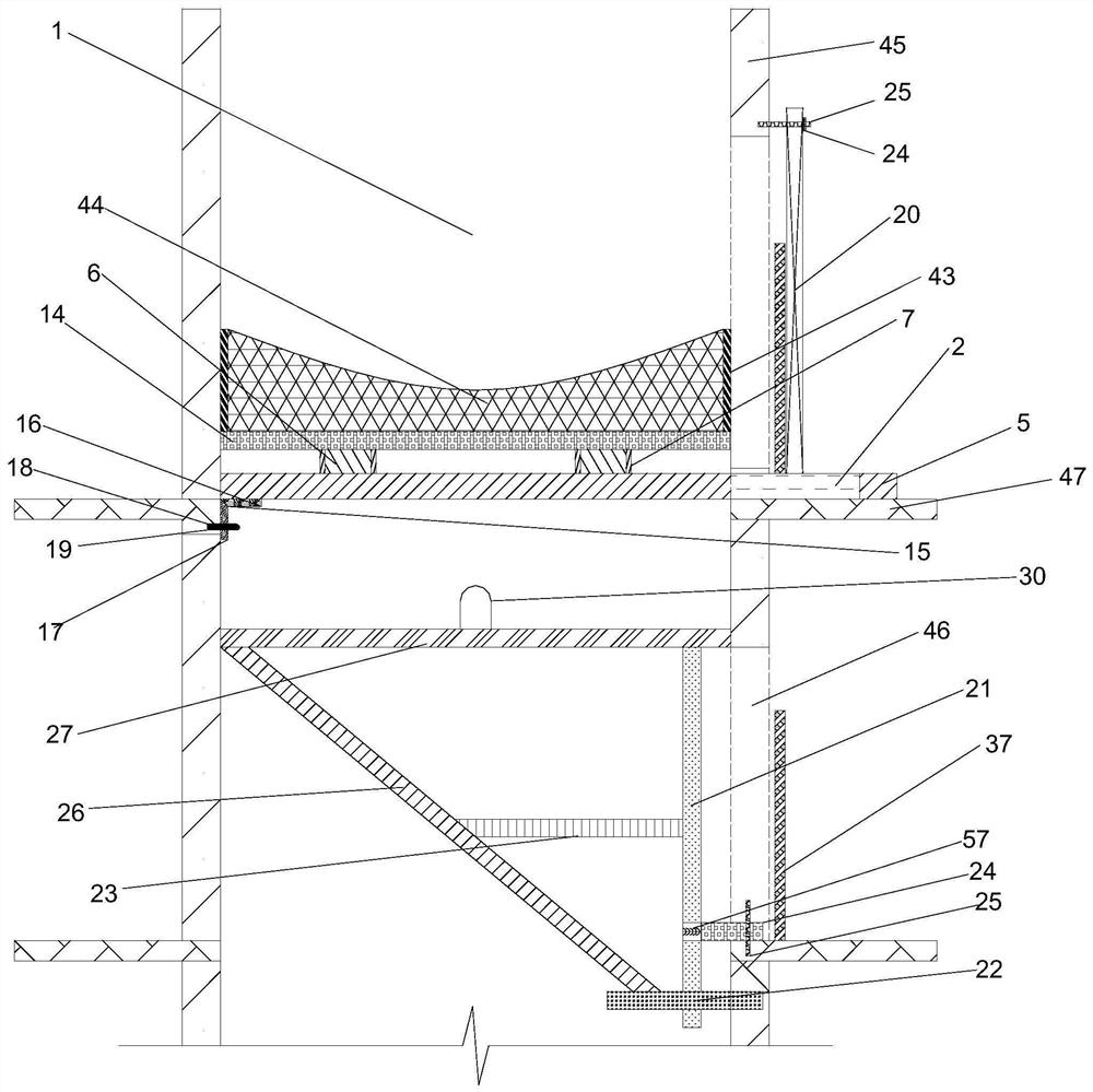 Anti-fall partition system and construction method in elevator shaft