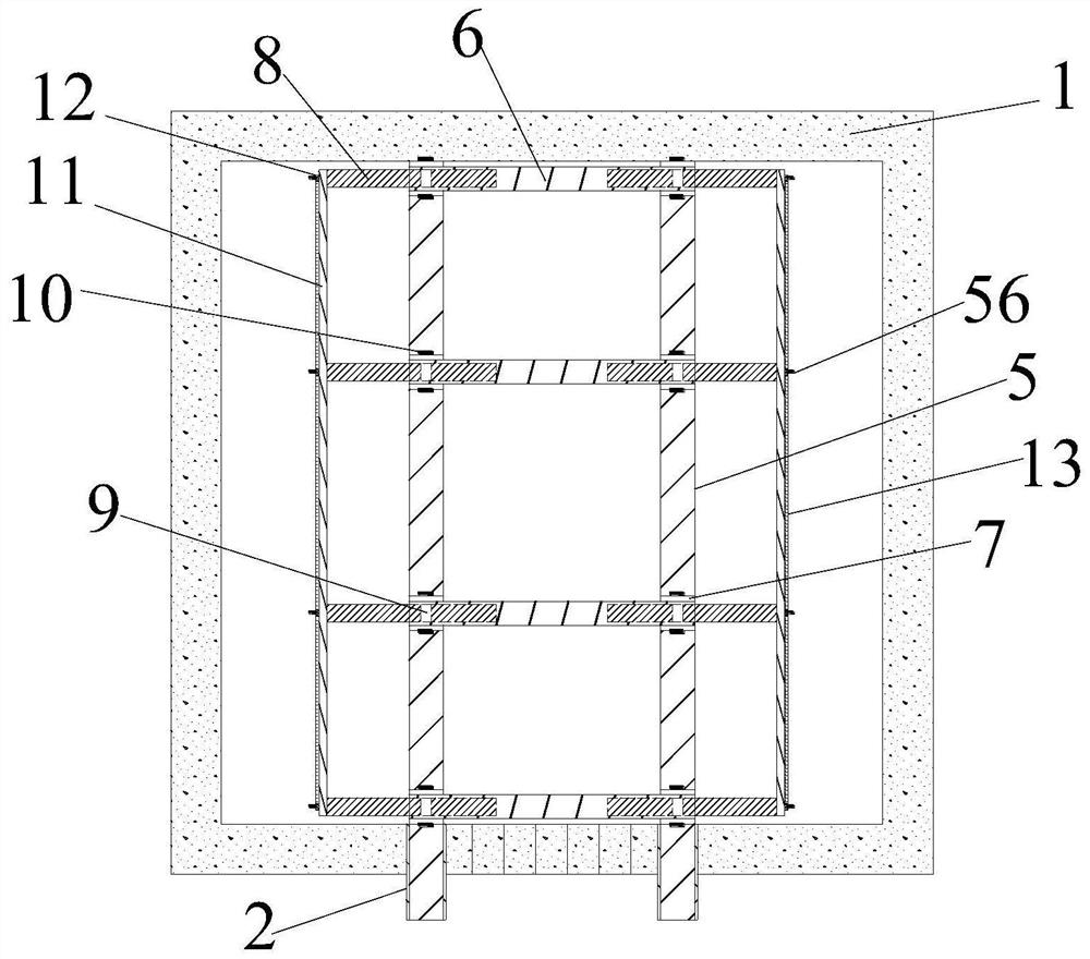 Anti-fall partition system and construction method in elevator shaft