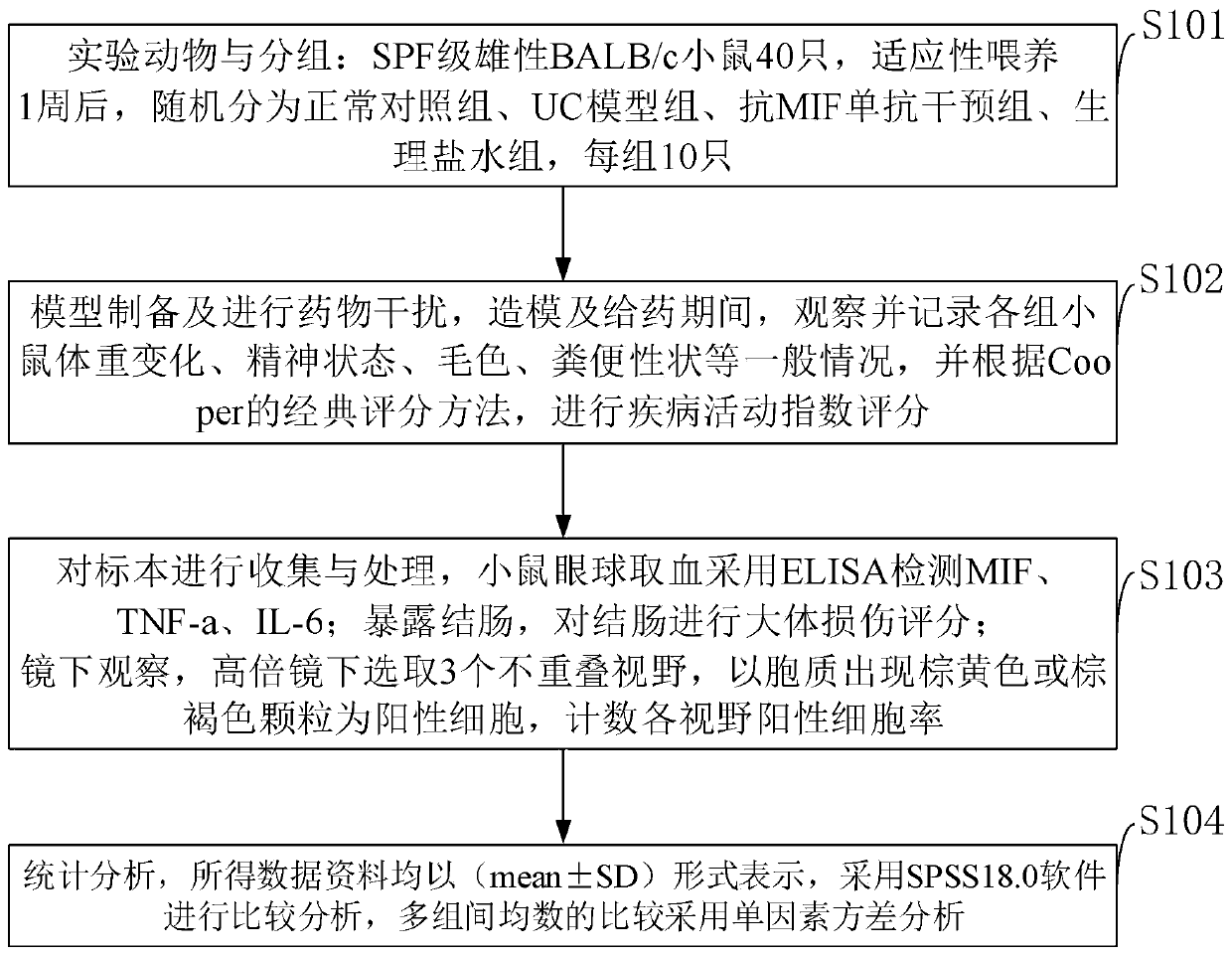 Detection method for treating inflammatory bowel disease through macrophage migration inhibitory factor resistant antibody