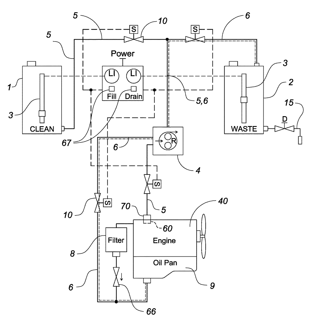 Closed-loop oil-transfer system for a vehicle