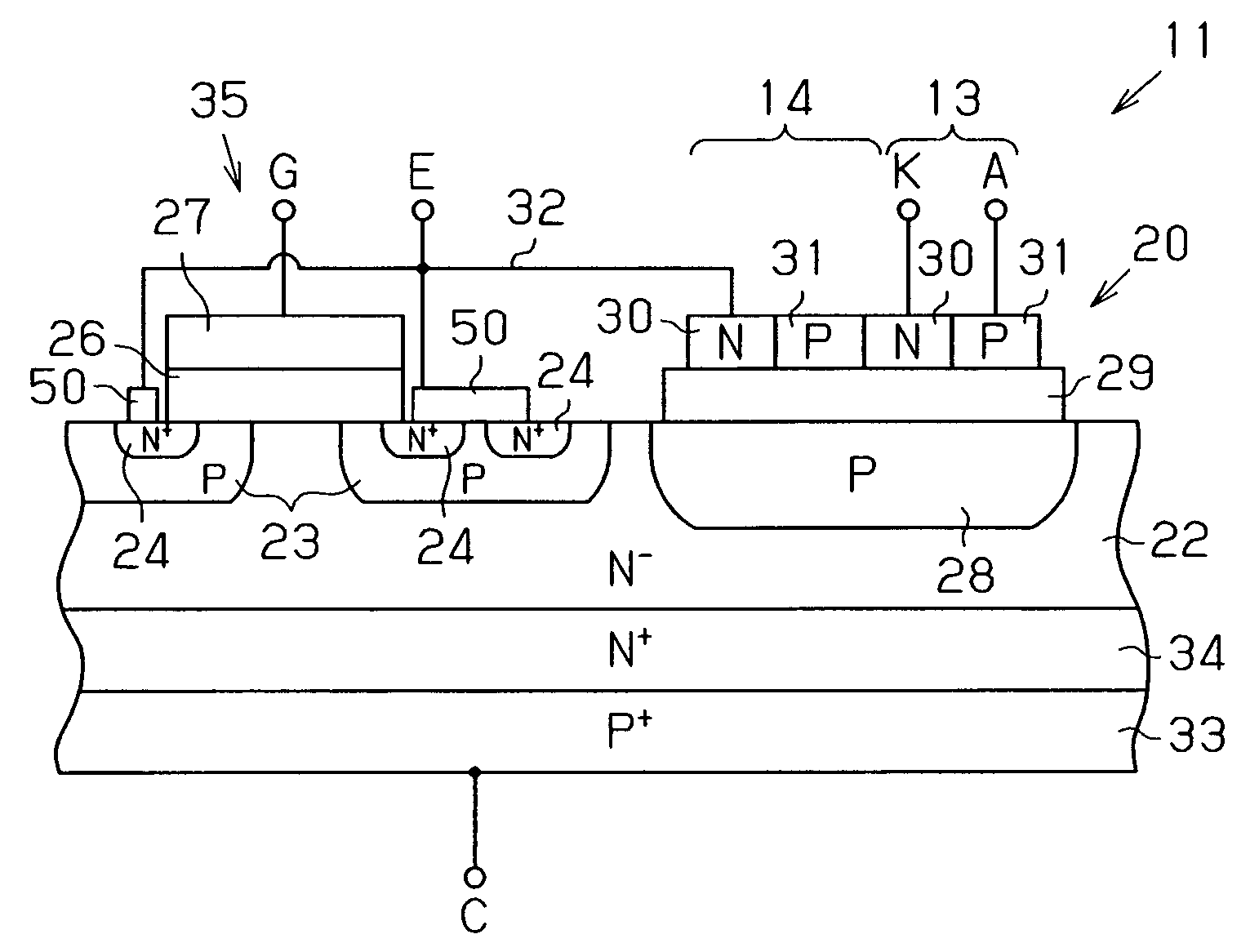 Semiconductor device provided with temperature detection function