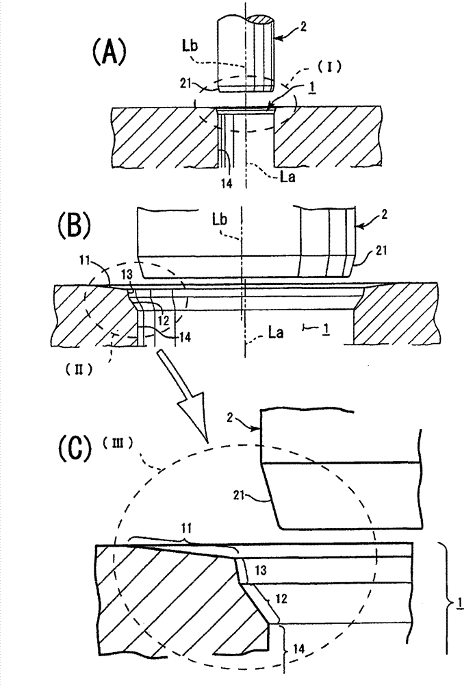 Pressing structure of shaft and shaft hole