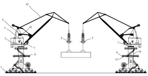 Double gantry crane lifting device