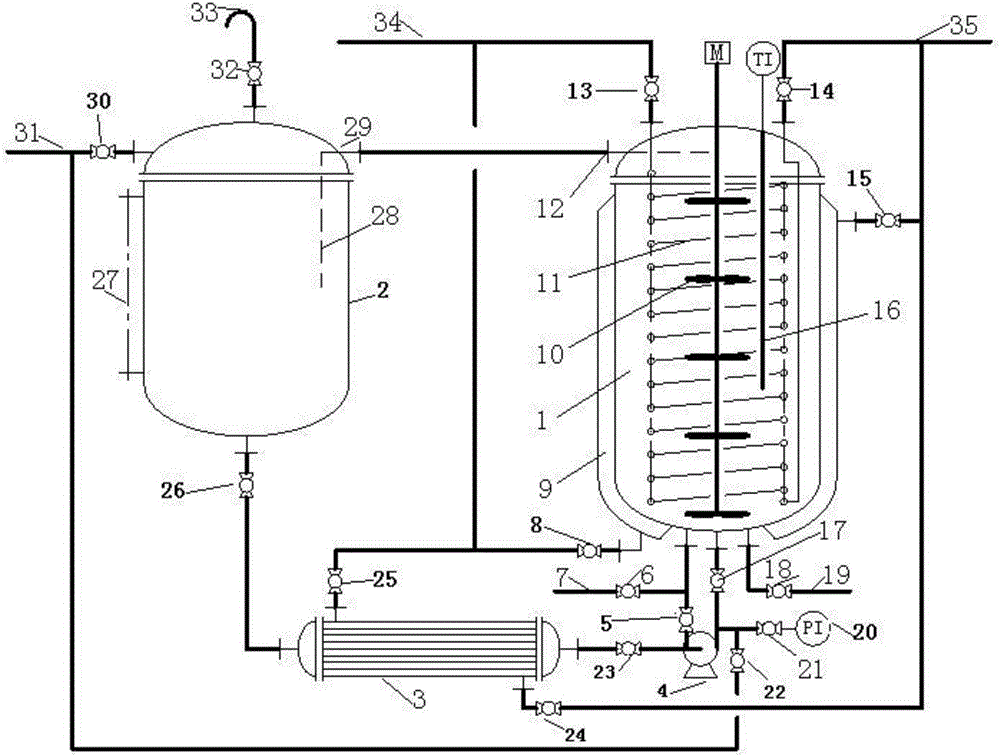 Reaction device for strengthened heat transfer and continuous production method with strong exothermic reaction