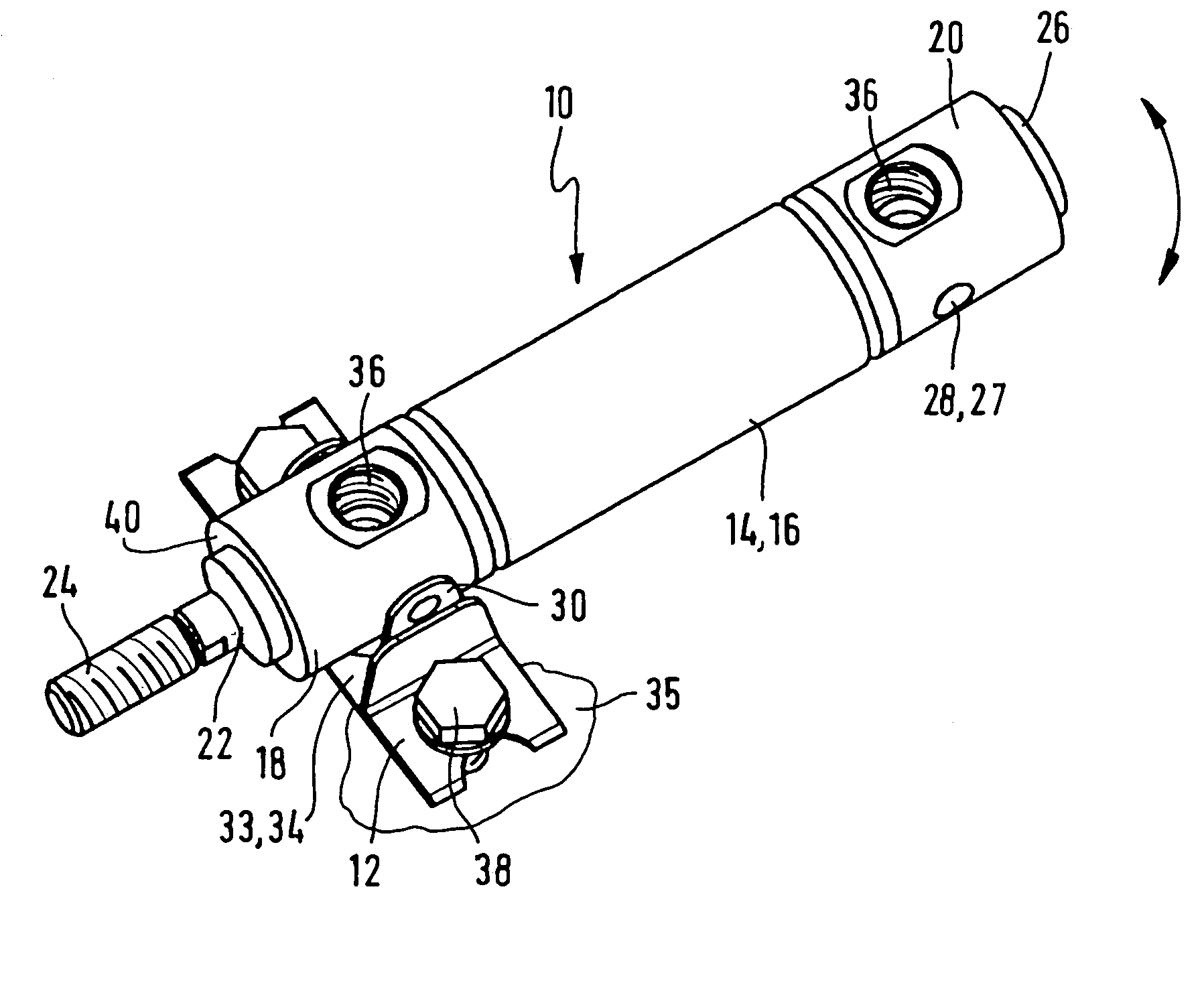 Fastening element and adapt cylinder cover of a fluid-actuated working cylinder