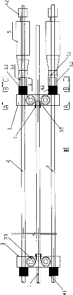 Method for implementing the middle connection tensioning of cables and device thereof