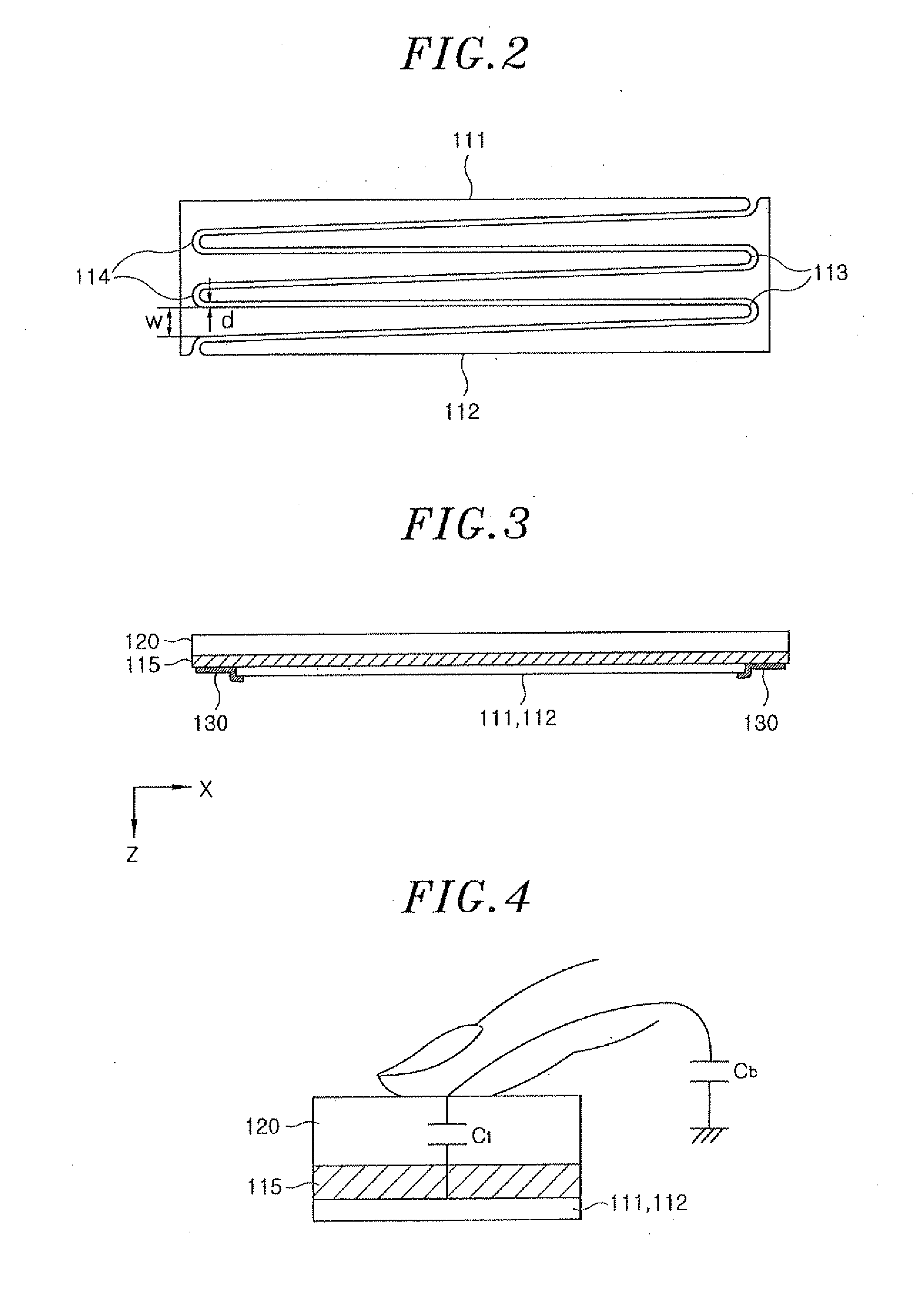 Touch sensor panel having a split-electrode structure and a touch sensor device provided with the same