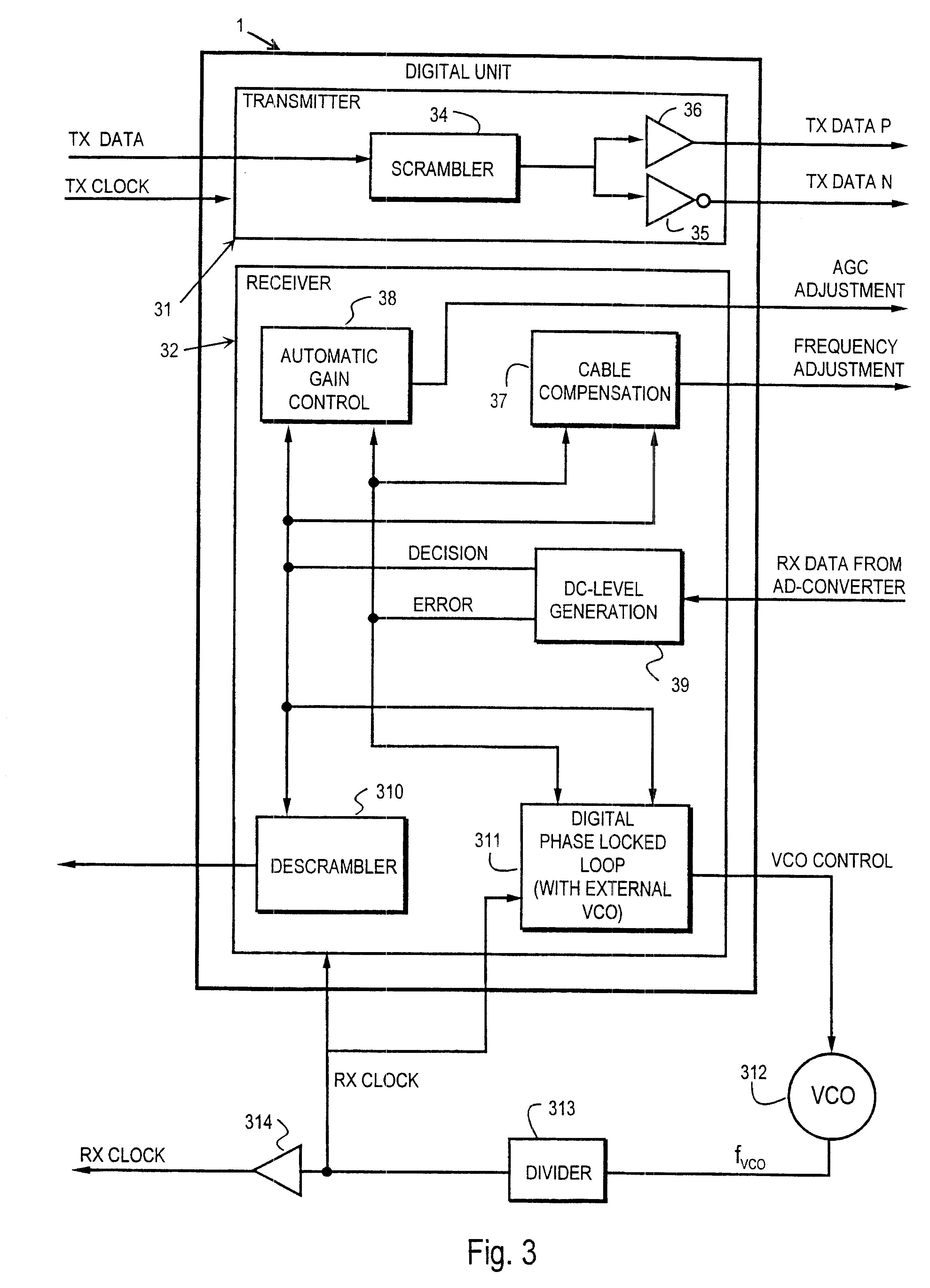 Cable interface for data and power supply