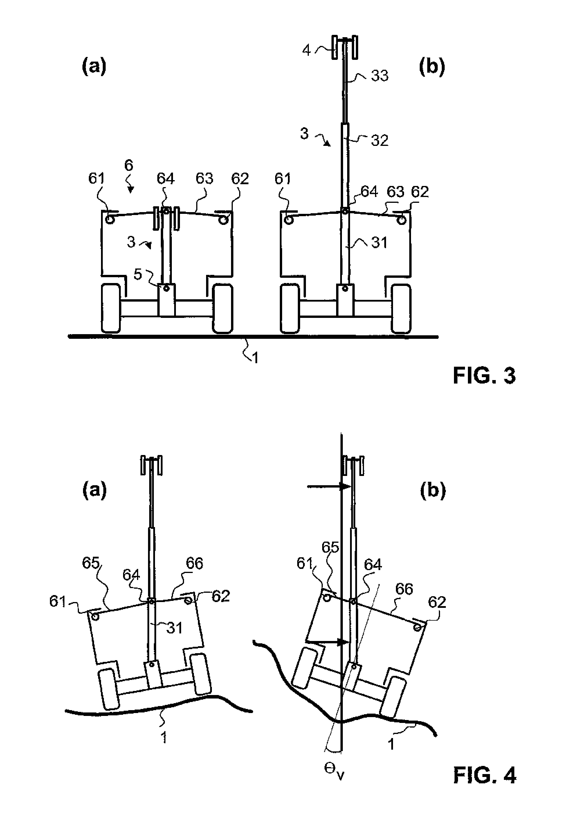 Stabilization of a mast for vehicles and ships