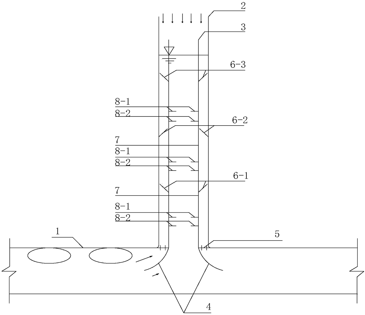 Inflow vertical shaft for reducing gas explosion intensity of urban deep drainage system