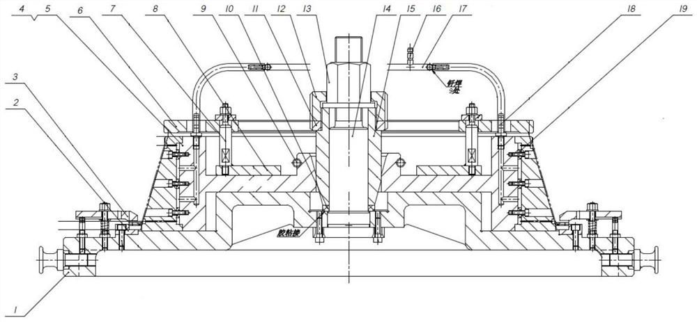 Tool for overall assembling welding of engine outer ring assembly