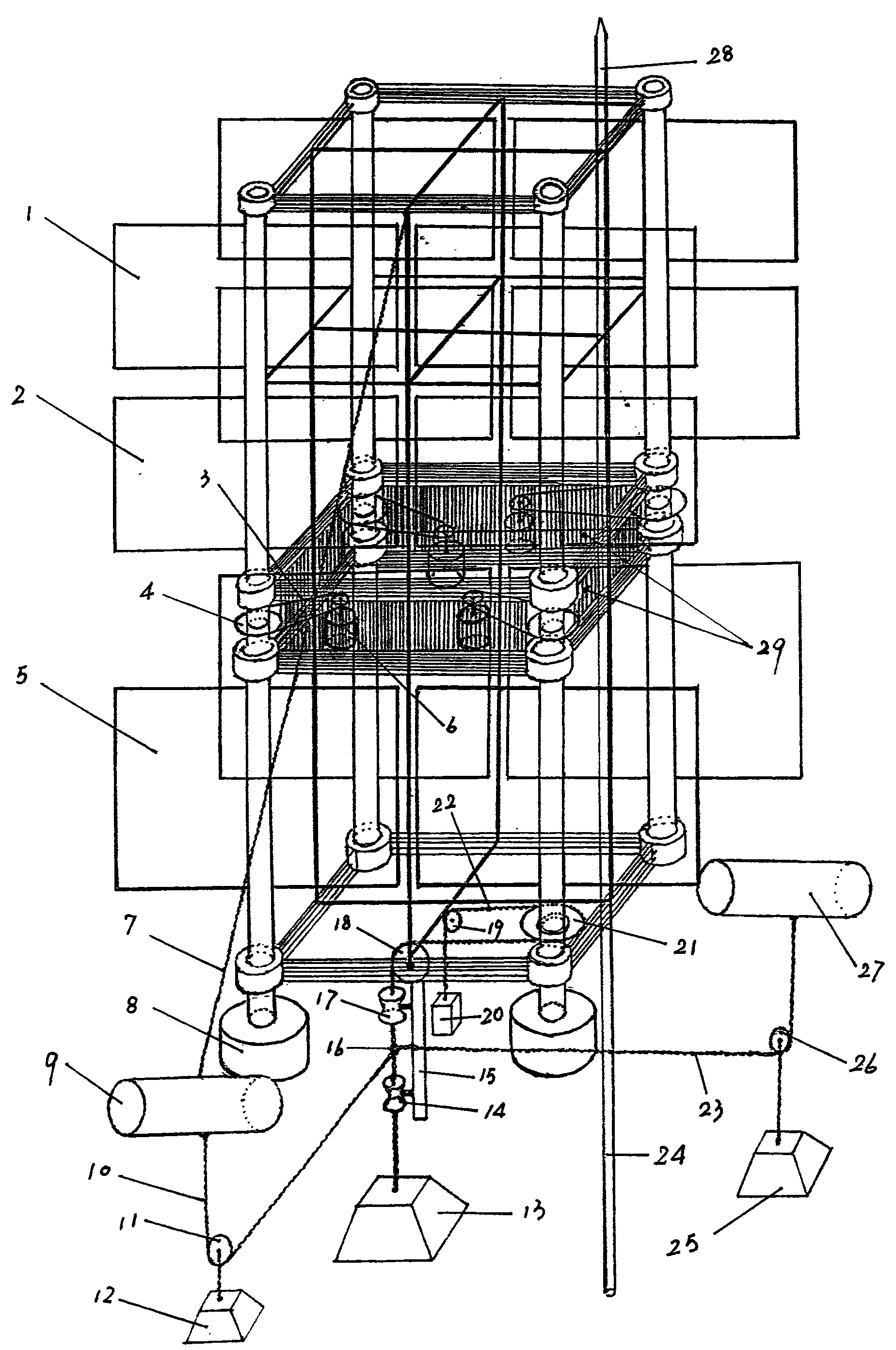 Power generating platform unit plant for coaxially collecting sea wind, sea wave and sea current energy