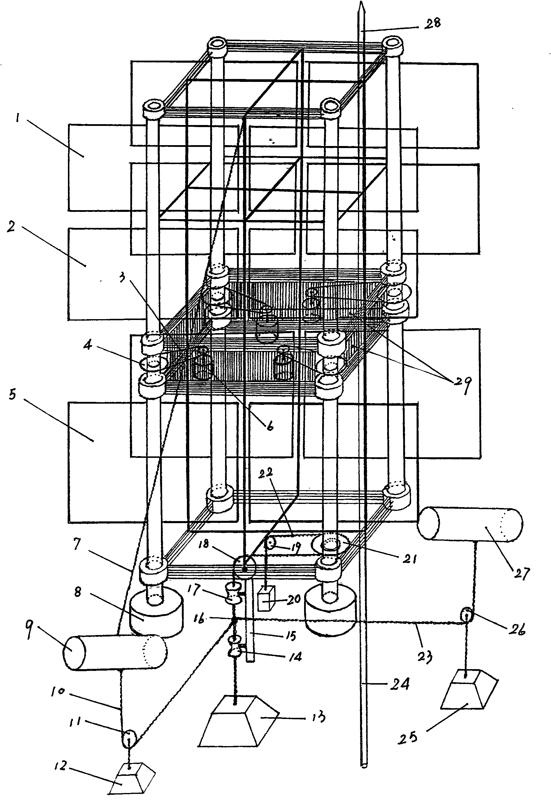 Power generating platform unit plant for coaxially collecting sea wind, sea wave and sea current energy