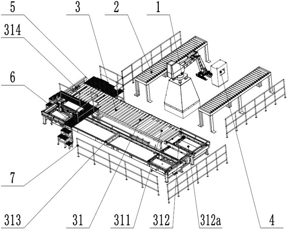 Automatic tray circulating robot stacking system