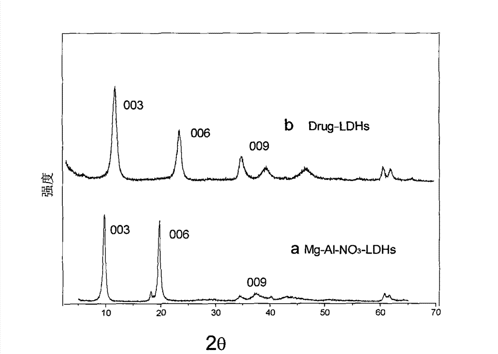 Nano hybrid of cytarabine/layered double-metal hydroxides and preparation process of nano hybrid