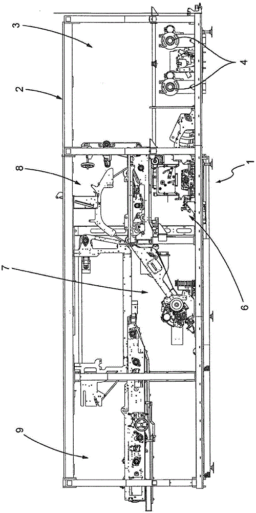 Device and process for applying gripping handles on packaging films and shrinkwrap packer provided with such a device