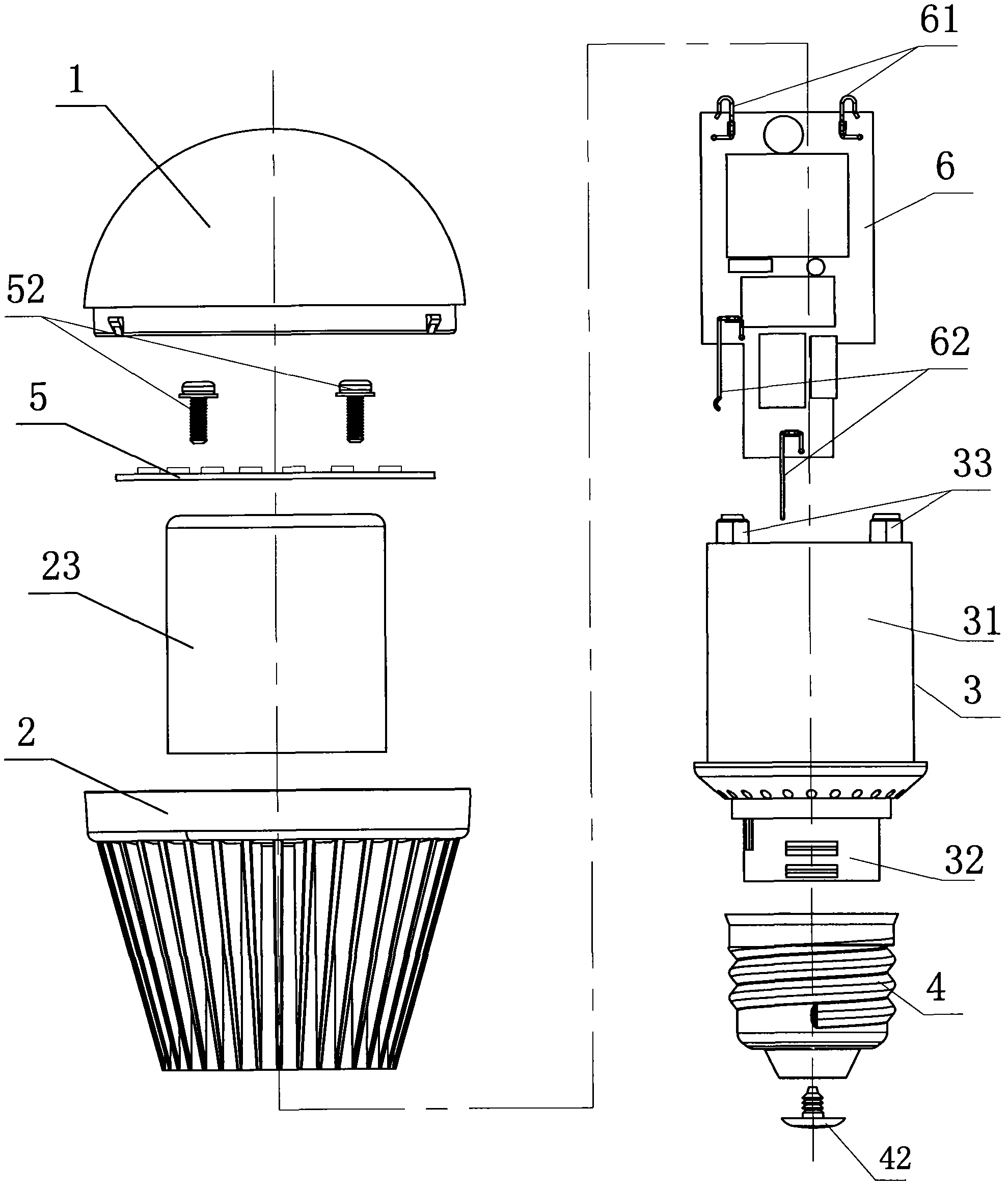 Light-emitting diode (LED) ball lamp in automatic production