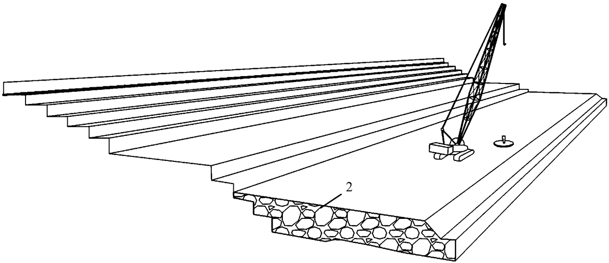 Multi-layered structure and construction method of high embankment near mountains