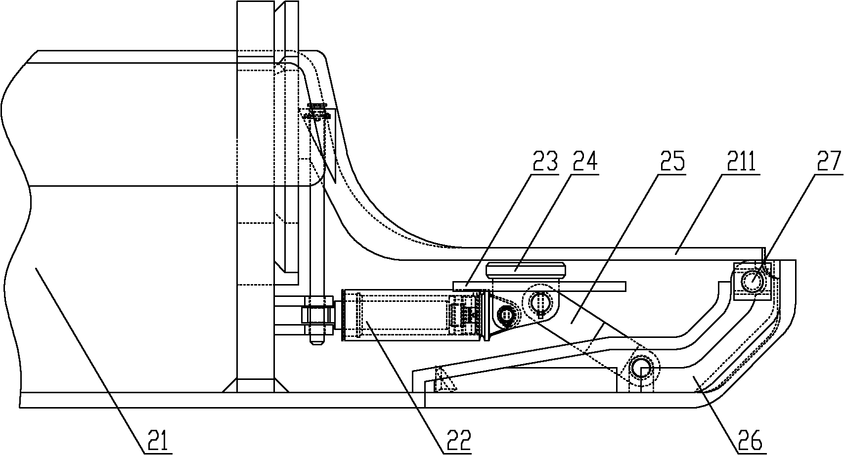 Hydraulic support and bottom lifting device thereof