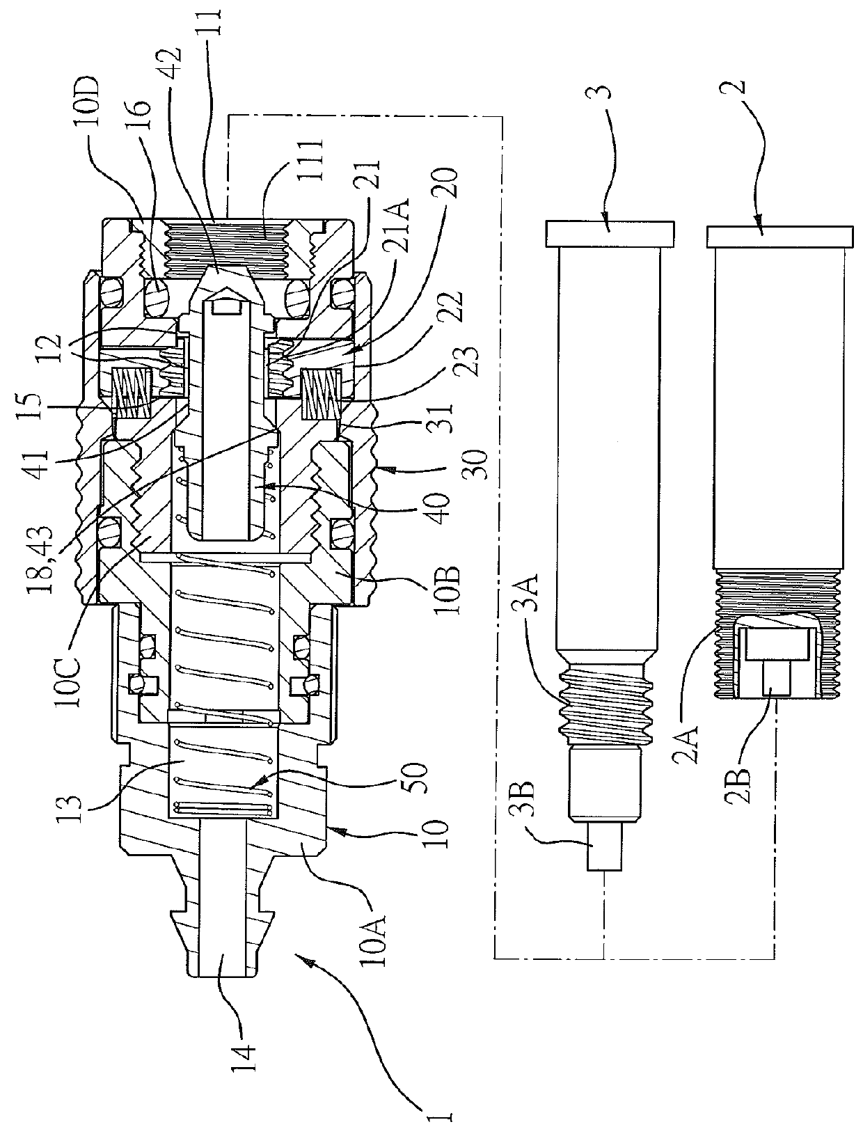 Connector structure for a Schrader (American) valve/Presta (French) valve