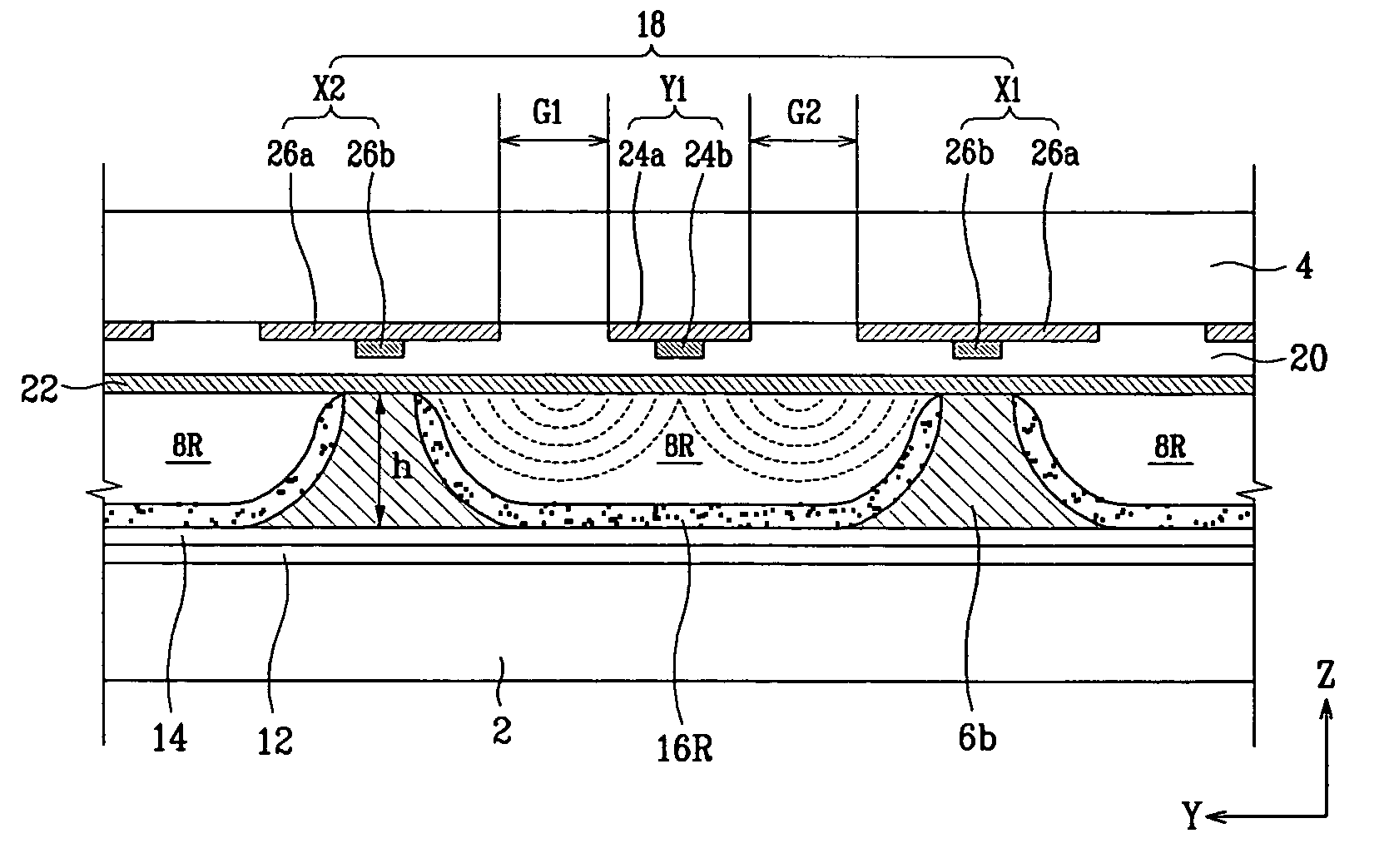 Plasma display panel having shared common electrodes mounted in areas corresponding to non-discharge regions
