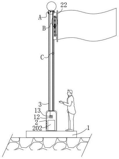 An intelligent induction flag-raising positioning device