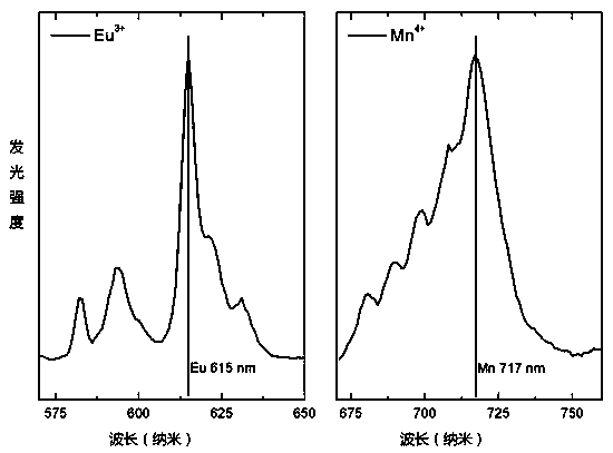 Temperature sensing material based on europium and manganese and preparation and application method thereof