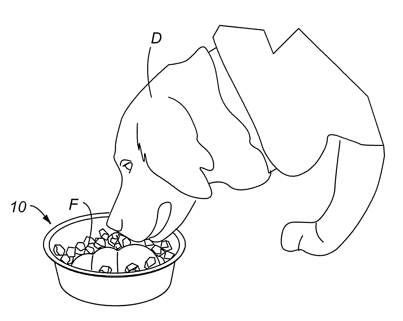 Pet Food Bowl With Integral Protrusion for Preventing Aspiration of Food