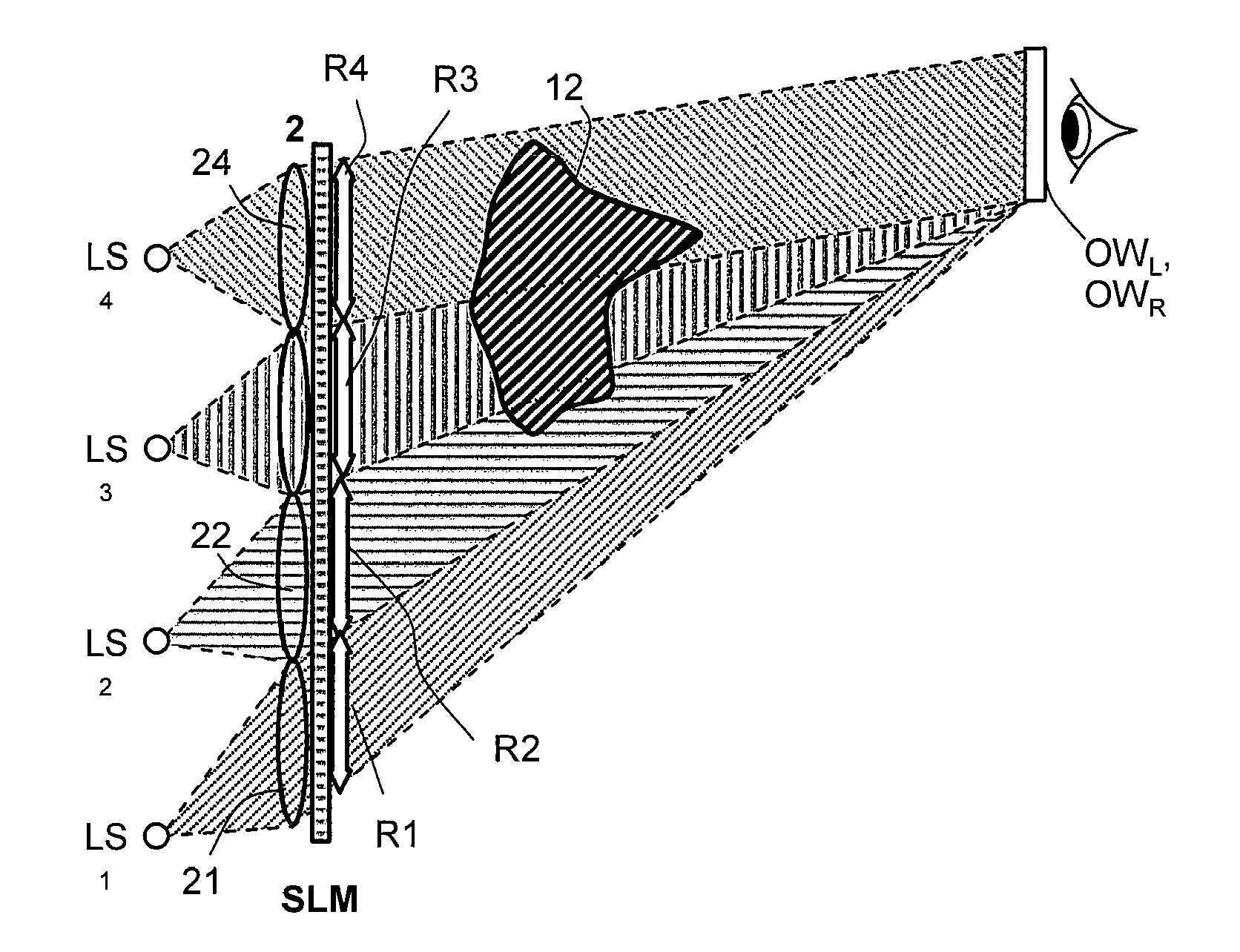 Device for holographic reconstruction of three-dimensional scenes
