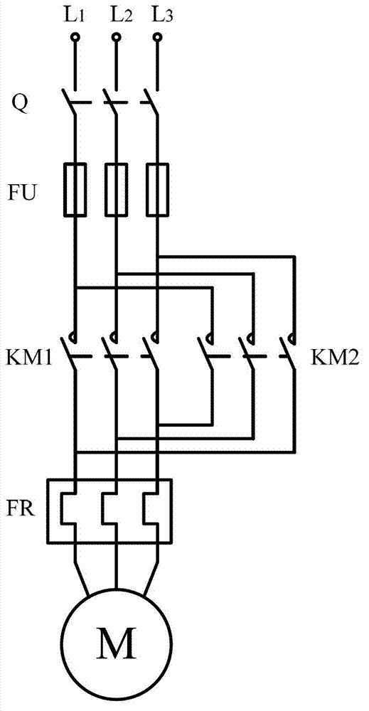 Automatic timing alternative positive and reverse rotation dual-interlocking control line for motor