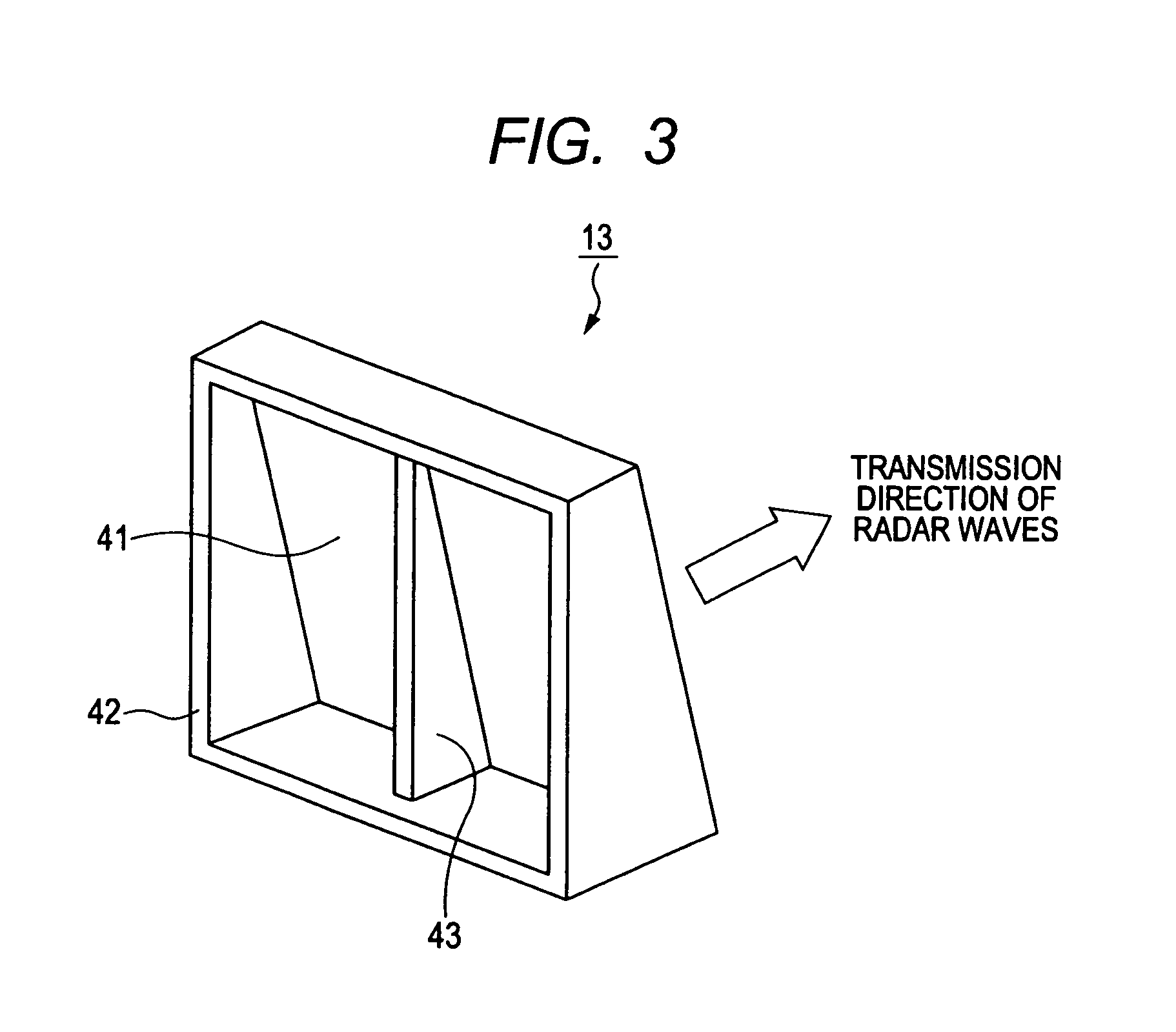 Radome incorporating partition wall for enhancing isolation between transmitted and received radar waves of radar apparatus