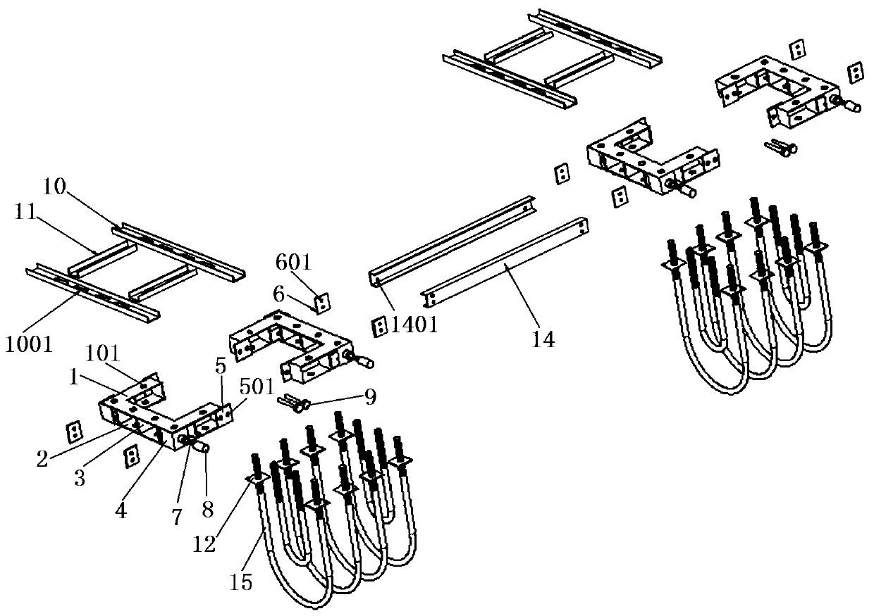 Combined type U-shaped anchor bolt fine-adjustment positioning device