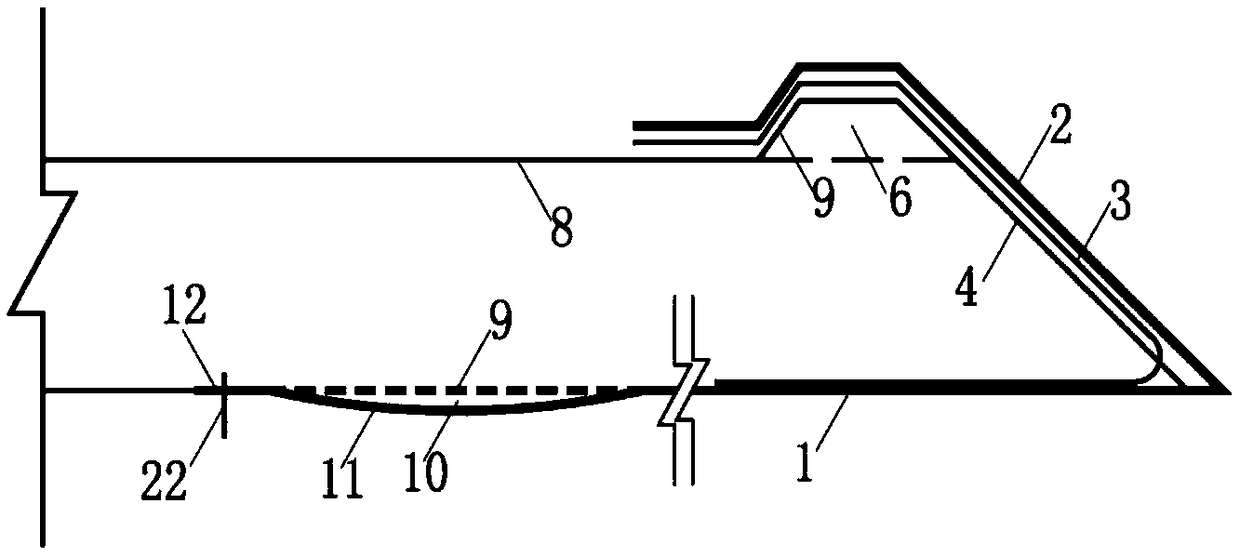 Geogrid steep slope embankment structure with wrapped faces and construction method thereof