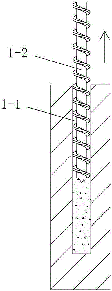 Forming device and construction process for reverse screw pile