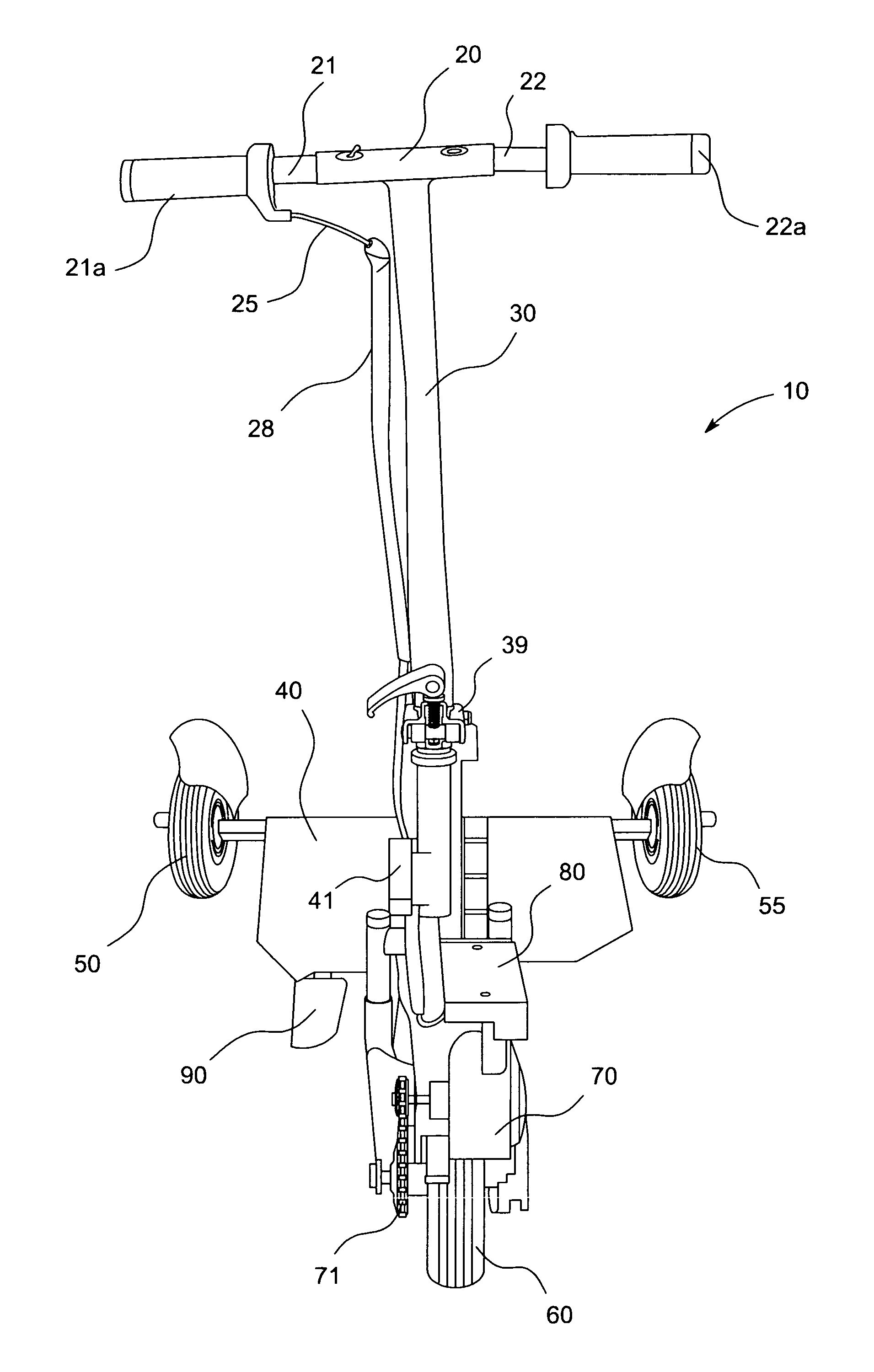 Three-wheel, driver's stand-up, portable, leverless vehicle, with foot brake lever and connecting method thereoff