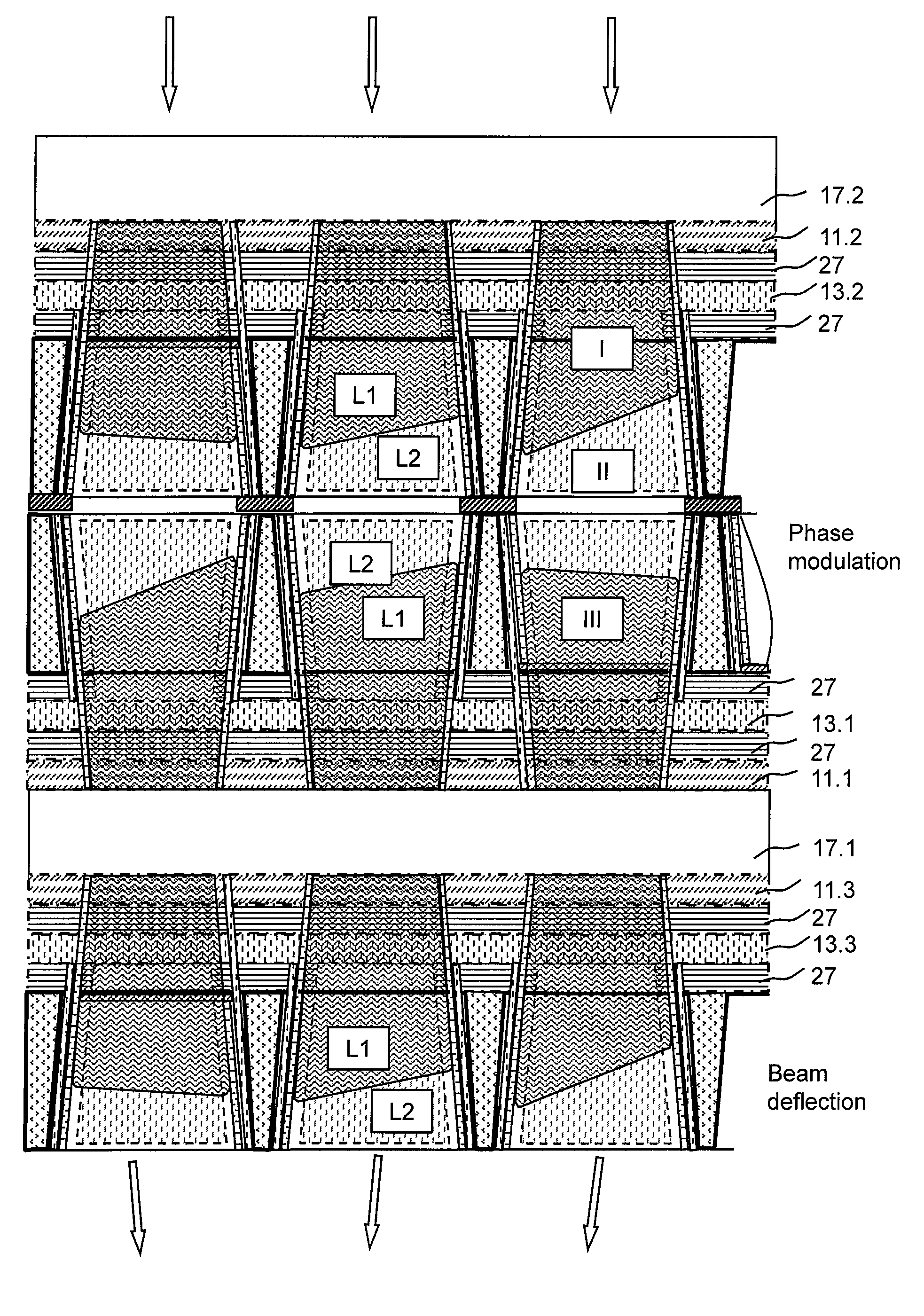 Tunable Optical Array Device Comprising Liquid Cells