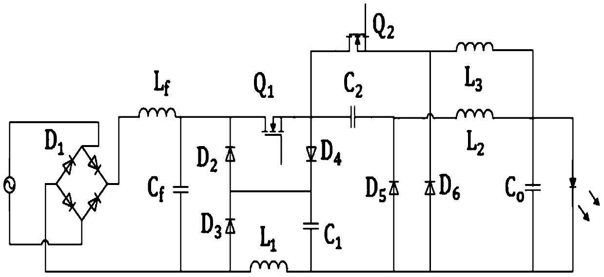 A kind of staggered parallel led driving circuit based on quadratic buck and its working method