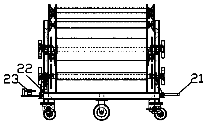 Material storage tool coiling trolley device