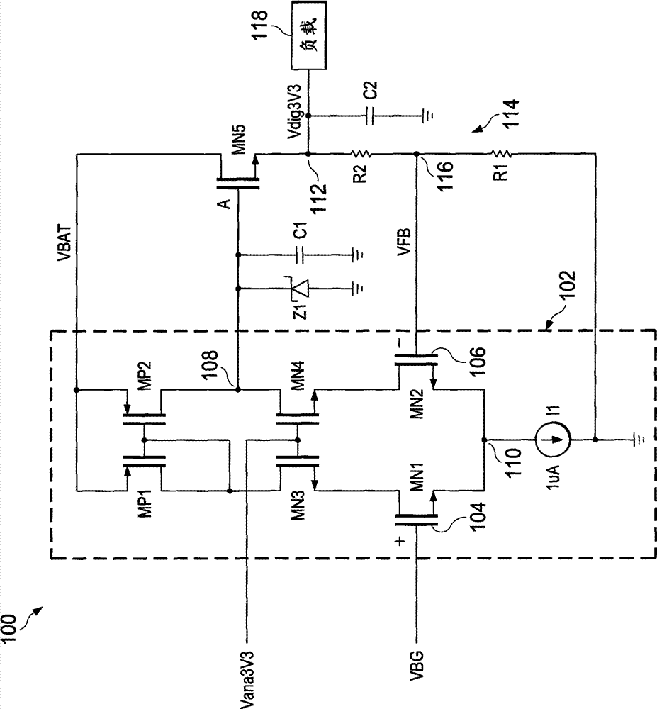 LDO (linear voltage regulator) for internal electric source and with improved load transient performance