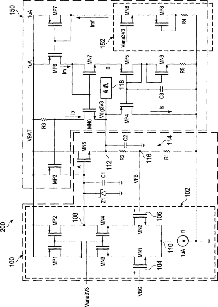 LDO (linear voltage regulator) for internal electric source and with improved load transient performance