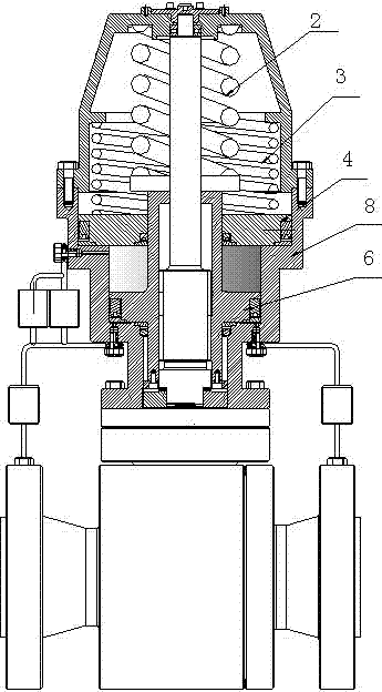 Conveying pipeline valve actuator with conveying pipeline internal pressure as power