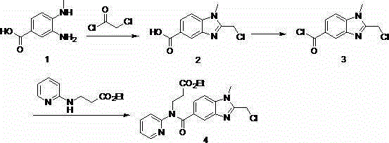 The preparation method of n-(2-chloromethyl-1-methyl-1h-benzimidazole-5-acyl)-n-(pyridin-2-yl)-3-aminopropionic acid ethyl ester