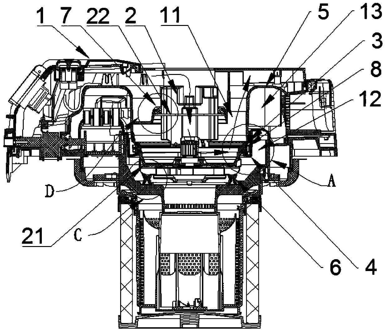 Enclosed installation mechanism for motors in small and medium electrical appliances