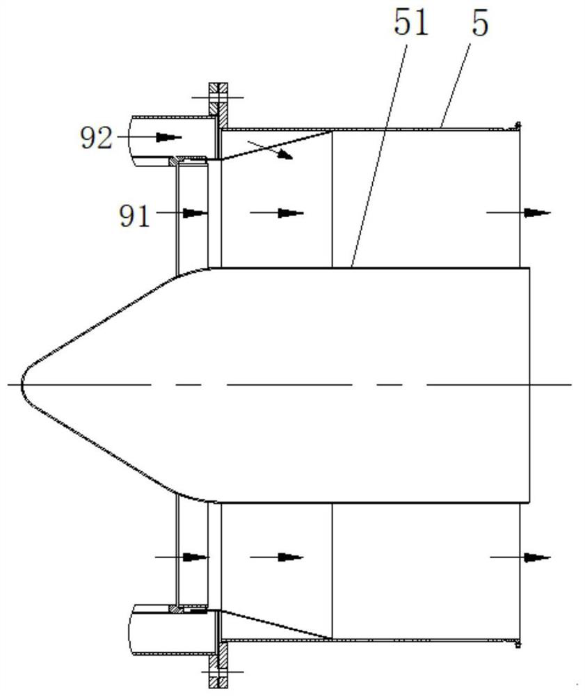 Full-ring stamping combustion test air inlet platform cooled through natural air entraining