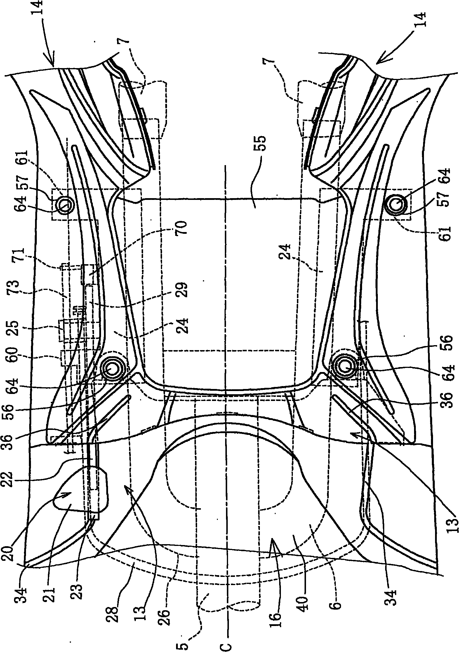 Pedal bottom plate structure