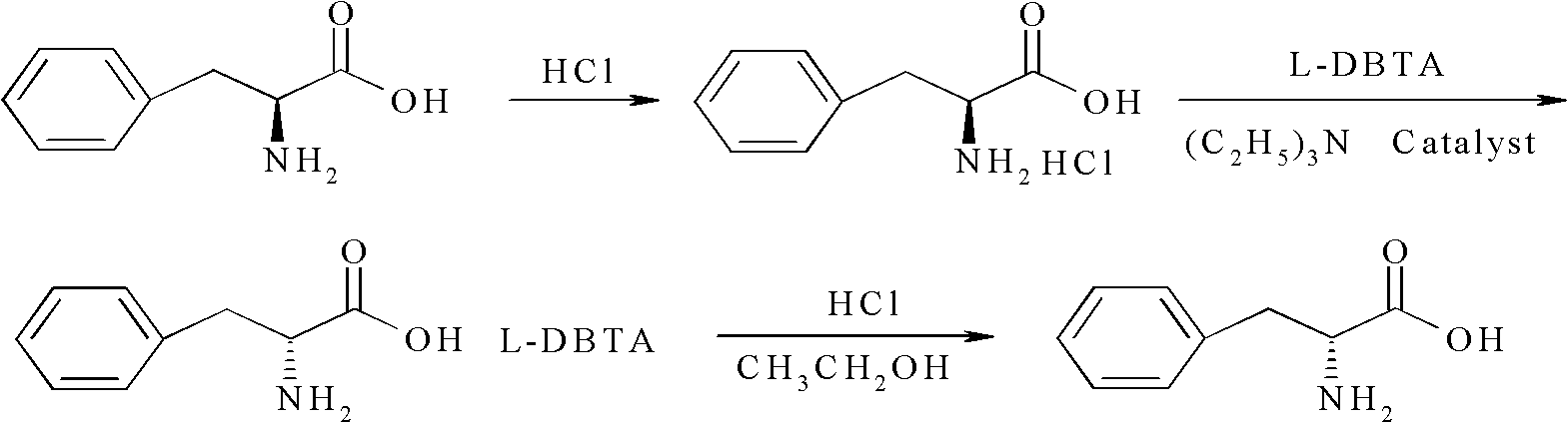 Method for preparing D-phenylalanine through dynamic kinetic resolution