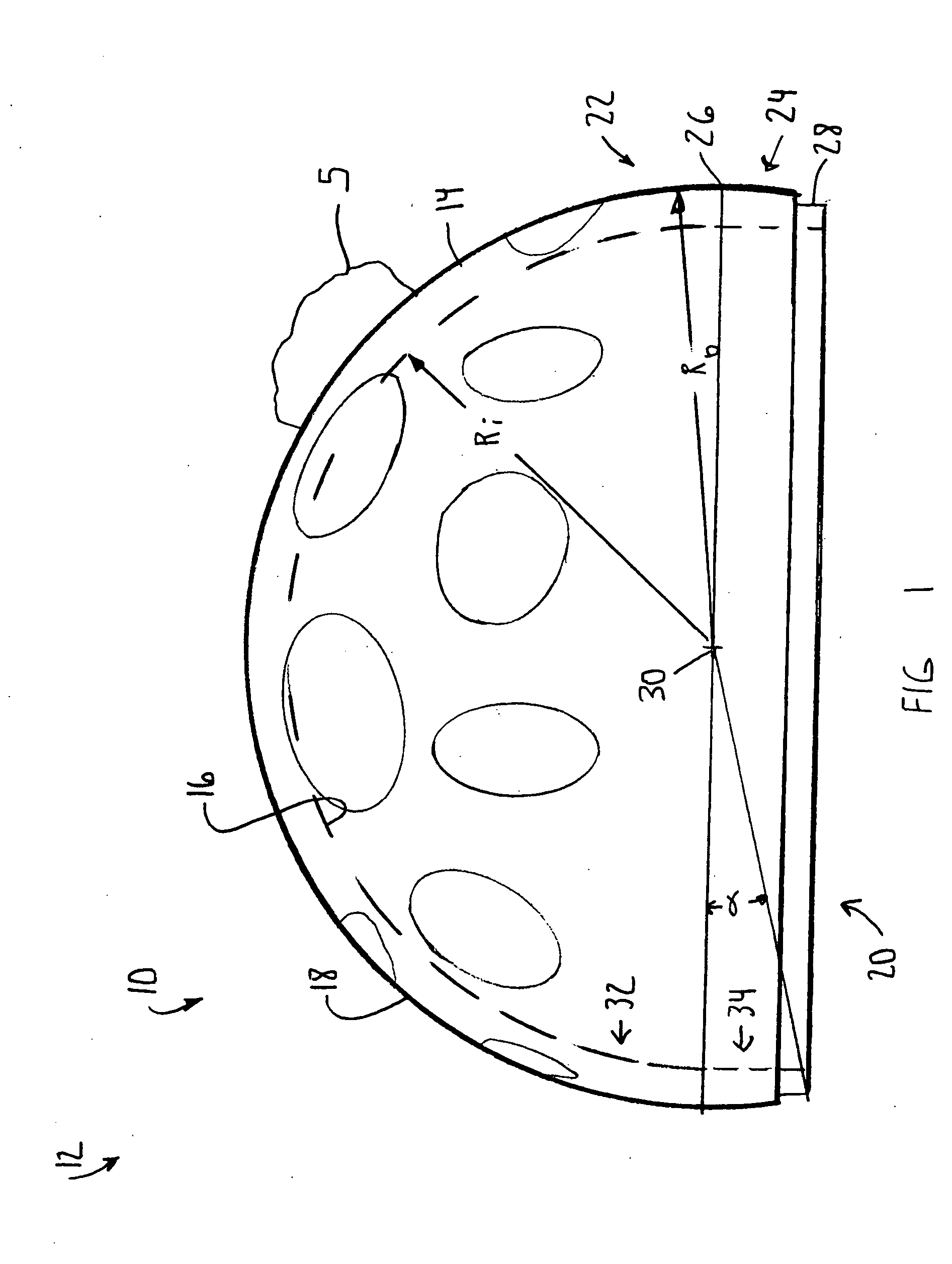 Extended radius prosthesis and associated method
